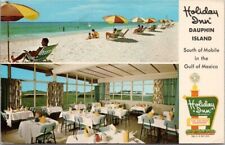 DAUPHIN ISLAND, Alabama Postcard HOLIDAY INN MOTEL Bathing Beach Scene / 1967 picture