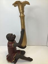 Vintage Heavy Red Coat Monkey Candle Holder 11 inch Cood Condition picture