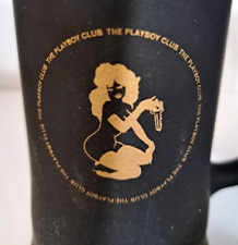 2 Vintage MCM 1960's  The Playboy Club Matt Black Beer Mugs Cups Stein Glass 7