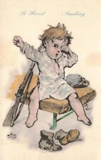 Child with Gun The Awakening WWI Our Allies Series French Propaganda Postcard picture