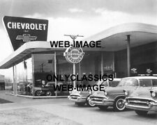 1957 CHEVROLET NEW CAR AUTO DEALER 8X10 PHOTO AUTOMOBILIA SHOWROOM SIGNS SERVICE picture