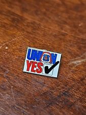 Vintage UNION YES Logo Pin Back Button Lapel Pin Collection Gold Tone picture