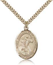Saint Bernard Of Clairvaux Medal For Men - Gold Filled Necklace On 24 Chain ... picture