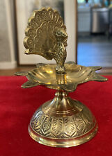 7 Batti Brass Metal DIYA Deepak Oil Lamp Burner Pooja Or Ring Holder EUC picture