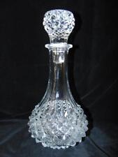 Gorgeous 1970s Vintage DIAMOND POINT Pressed Glass DECANTER & Stopper, Mint picture