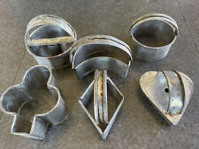 Rare Vintage Set of 6 Cookies Cutters,Heart,Half Moon,Diamond,Clover Round  picture