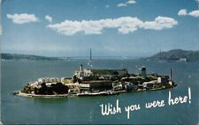 Postcard 1955 CA Alcatraz Island Federal Prison Aerial San Francisco California picture