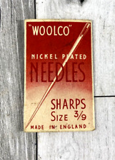 Vintage Woolco 10 Needles Nickel Plated Sharps Hand Sewing Needles Size 3/9 picture