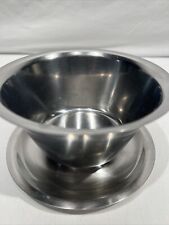 Vintage Gravy Bowl Boat Raimond Denmark 18/8 Stainless Steel Attached Tray MCM  picture