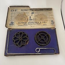 Vintage Cast Iron Rosette Irons Alfred Andresen & Co. Original Box Book Antique picture