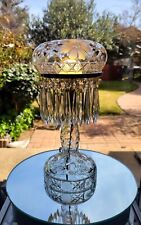 ABP CUT GLASS MUSHROOM LAMP floral and geometric  *30 CRYSTAL SPEARS* c.1910 picture