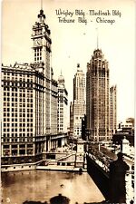 Real Photo Wrigley Medinah Tribune Building in Chicago Illinois Postcard picture