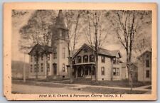 Cherry Valley New York~First ME Church & Parsonage B&W~Vintage Postcard picture