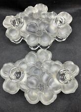 Set of 2 Colony Dogwood Clear Satin Glass Double Candle Holders picture
