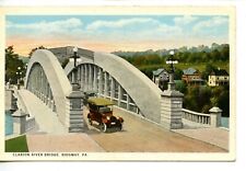 Old Car on Clarion River Bridge-Ridgway-Pennsylvania-Vintage Postcard picture