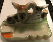 Vintage Lusterware Dog Cigarette Holder Ashtray Made In Japan Yorkies picture