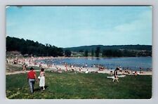 Bedford PA-Pennsylvania, Beach at Shawnee State Park, Vintage Souvenir Postcard picture