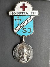 Antique Religious French Brooch HOSPITALITE Notre-Dame de Lourdes de l'Oise picture