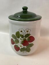 Vntg McCoy Pottery Large Strawberry Country Cookie Jar Canister w/ Lid 10