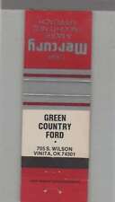 Matchbook Cover - Lincoln Mercury Dealer Green Country Ford Vinita, OK picture