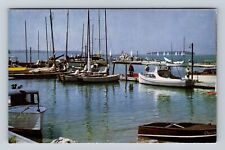 Sturgeon Bay WI-Wisconsin, Sail & Power Yachts, Sailboat Race, Vintage Postcard picture