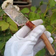 67mm Hand carvingpinkglass quartz crystal knife sample healing picture