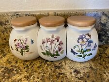 Portmeirion Botanic Garden Floral Porcelain Grip Spice Jars Set of 3 With Lids picture