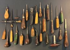 Lot of Small Antique Leatherworkers Tools - Cobbler Saddler Girdler Glover picture