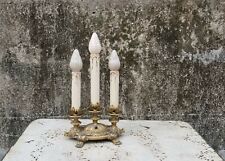 Antique Arts and Crafts Gothic Revival Three Candle Table Lamp picture