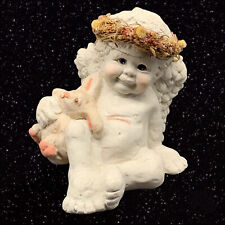Vintage 1991 Cast Art Dreamcicles Cherub With Bunny Figurine 4”T 4”W picture
