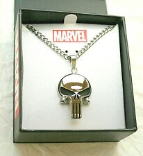 Marvel Comics The Punisher Polished Skull Logo Necklace Pendant New NOS Box picture