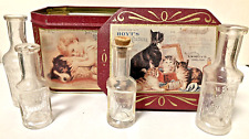 Lot of 4 Antique Cologne Perfume Bottles Hoyt's Austen's Hood's Plus Vintage Tin picture