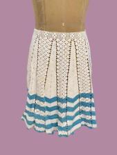 1940's WWll era Hand Crochet Apron Blue and White Striped any size picture