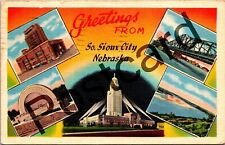1948 Greetings from So. Sioux City Nebraska, 5 views, Beals postcard jj205 picture