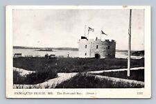 Pemaquid Beach, Maine postcard, The Castle The Fort and bay picture