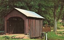 Lisbon OH Ohio, Churchill Road Covered Bridge, Shortest in US, Vintage Postcard picture
