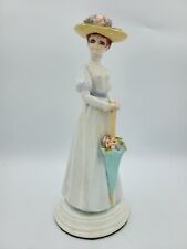 Vintage ChalkWare Victorian Lady With Parasol Red Hair Figurine 10.5