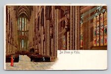 Postcard Cologne Cathedral Interior Germany, Antique M16 picture