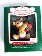 Hallmark CINNAMON BEAR  HEART no 6 Porcelain 1988 box tag Christmas ornament picture