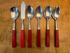 Vintage Lot 1950’s S-B Stainless Bakelite 4 Spoons, Sugar Spoon, Butter Knife picture