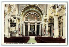 c1920's Interior Notre Dame Church Exterior Southbridge MA Unposted Postcard picture
