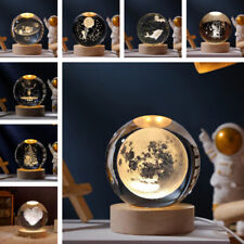 3D Crystal Ball Moon Planet Globe Table Lamp USB LED Night Light Home Gift Decor picture