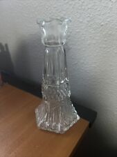 Vintage Canadian Cut Glass Fountain Pyramid Textured Clear Vase picture