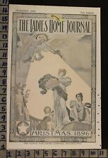 1896 NOUVEAU HOLIDAY CHRISTMAS ANGEL FASHION MUSIC INSTRUMENT CELLO COVER RL28 picture