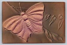 Embossed Botanical Airbrushed Nouveau Butterfly Unposted Antique c1905 Postcard picture