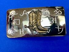 Vintage Chambers Brand Western Cowboy boots & Branding Symbols belt buckle picture