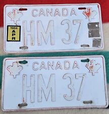 CANADIAN LICENSE PLATE SET CANADA GERMANY BASE MILITARY VEHICLE PLATES RED WHITE picture