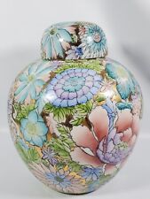 Fine Chinese Porcelain Thousand Flowers Large Ovoid Covered Jar Vase 10