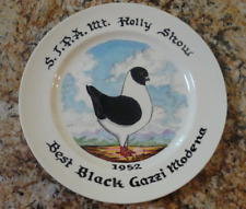H. Eric Buri Original Hand Painted Pigeon Art Plate 1952 Black Gazzi Modena picture