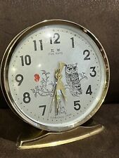 Vintage Five Rams Alarm Clock, Animated Owl Moving Eyes, Wind Up Working picture